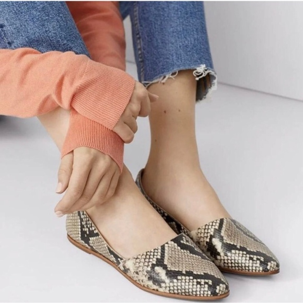 ALDO Blanchette natural Snake Print Pointed Toe slip on ballet Flats size 11 new